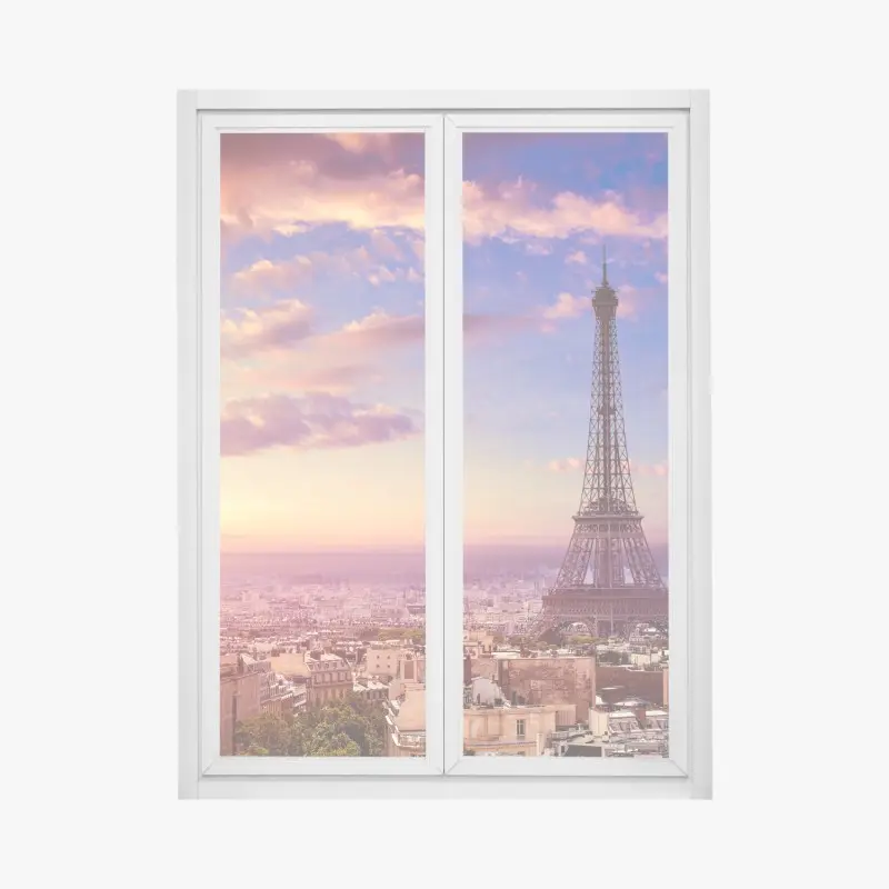 Fensteraufkleber sonnenuntergang über dem Eiffelturm