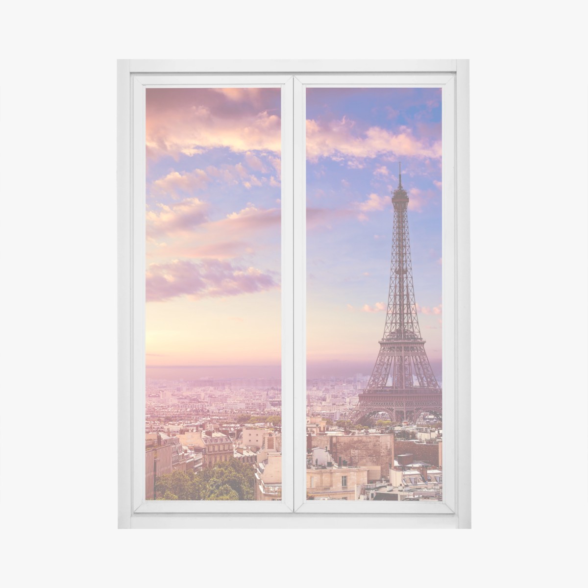 Fensteraufkleber sonnenuntergang über dem Eiffelturm – Pixers®