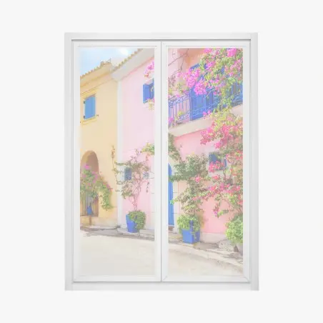 Fensteraufkleber bunte straße auf Kefalonia – Pixers®