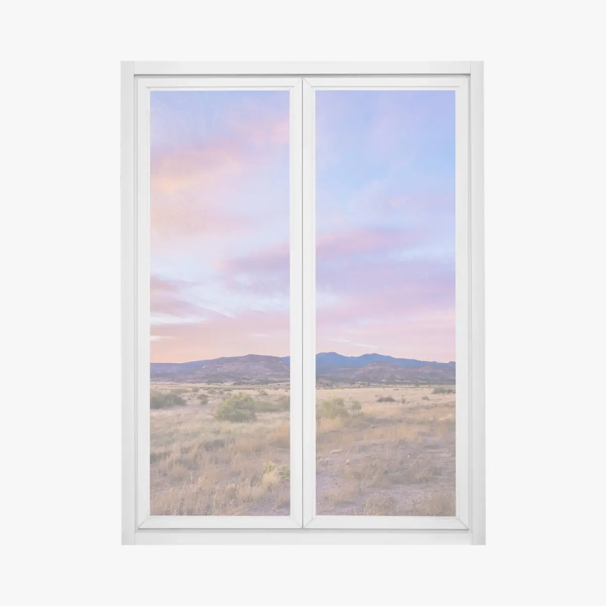 Fensteraufkleber pastellsonnenuntergang über wüstenbergen – Pixers®