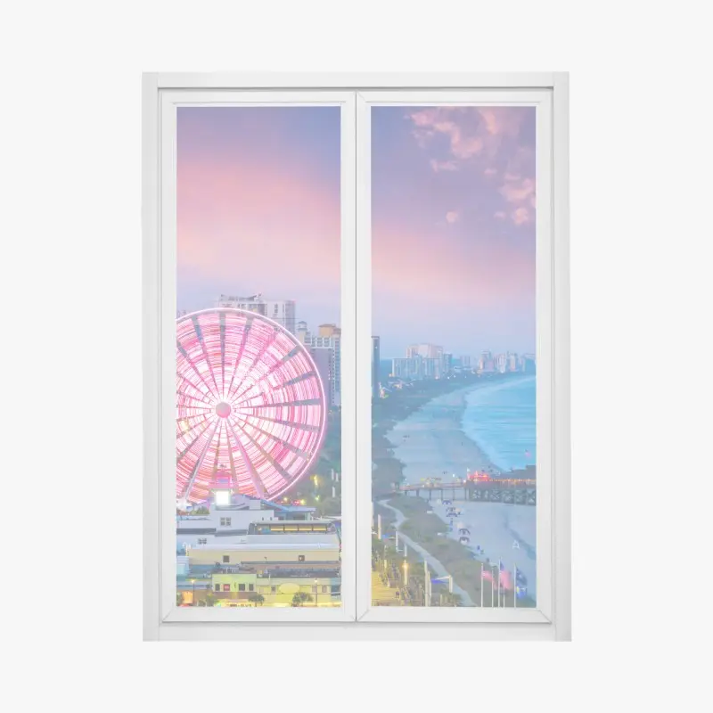 Fensteraufkleber Myrtle Beach sonnenuntergang skyline mit riesenrad