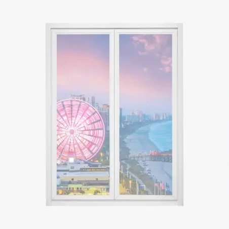 Fensteraufkleber Myrtle Beach sonnenuntergang skyline mit riesenrad – Pixers®