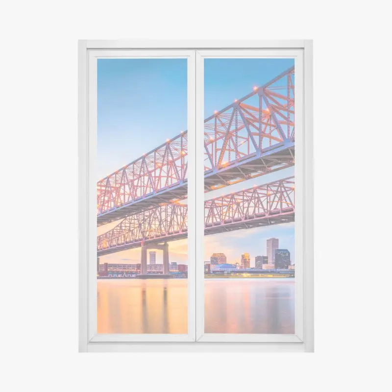 Fensteraufkleber Crescent City Connection brücke bei sonnenuntergang, New Orleans