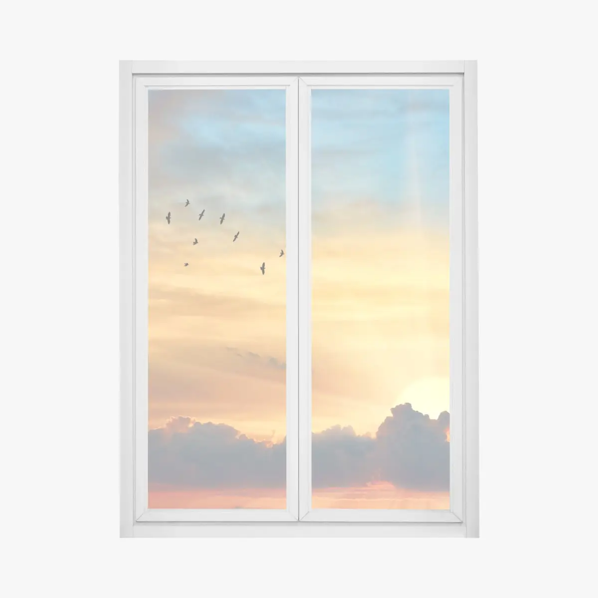 Fensteraufkleber goldener sonnenaufgang über den wolken – Pixers®