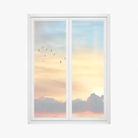 Fensteraufkleber goldener sonnenaufgang über den wolken – Pixers®