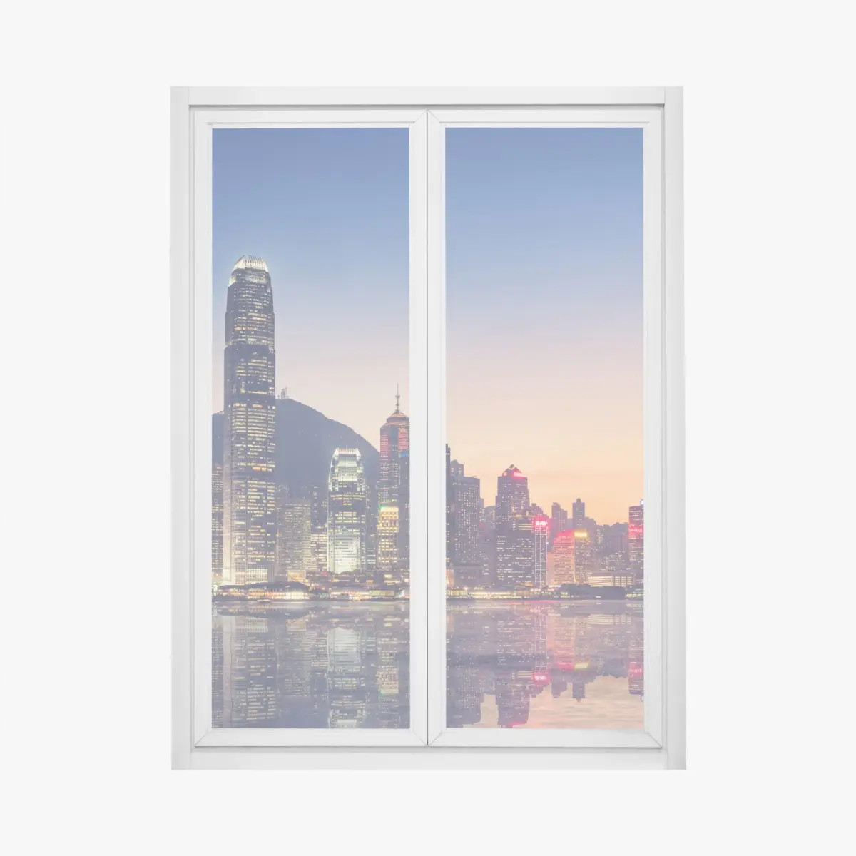 Fensteraufkleber Hongkong panorama bei dämmerung – Pixers®