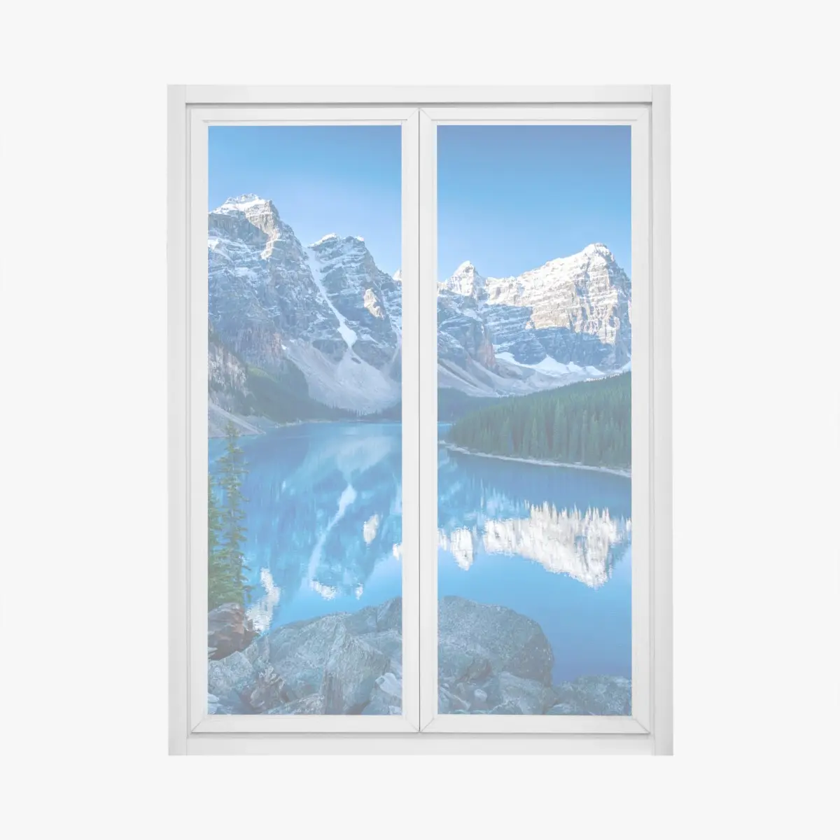 Fensteraufkleber ruhiger bergsee mit spiegelung – Pixers®