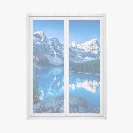 Fensteraufkleber ruhiger bergsee mit spiegelung – Pixers®