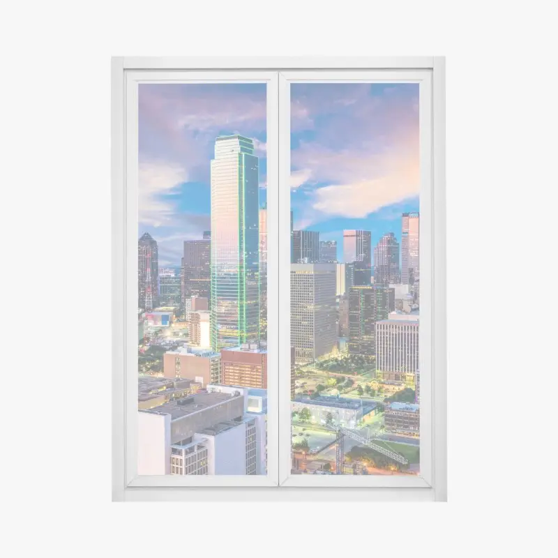 Fensteraufkleber Dallas skyline bei sonnenuntergang