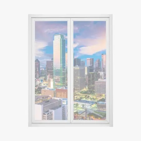 Fensteraufkleber Dallas skyline bei sonnenuntergang – Pixers®