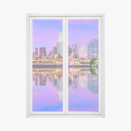 Fensteraufkleber Dallas skyline im violetten abendlicht – Pixers®