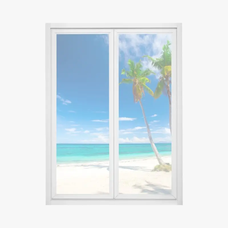 Fensteraufkleber tropische palmen an einem türkisfarbenen strand