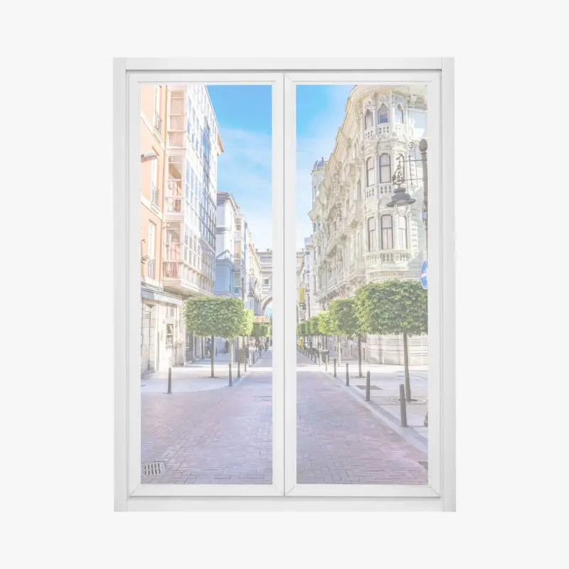 Fensteraufkleber Santander straße im stadtkern mit historischem bogen