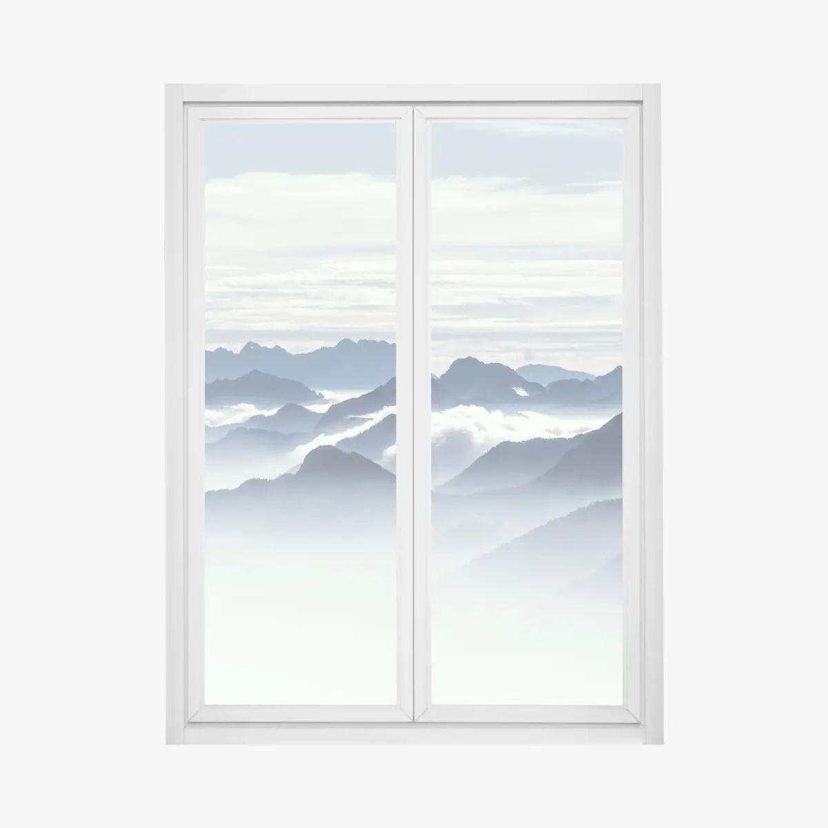 Fensteraufkleber neblige bergschichten im morgenlicht – Pixers®