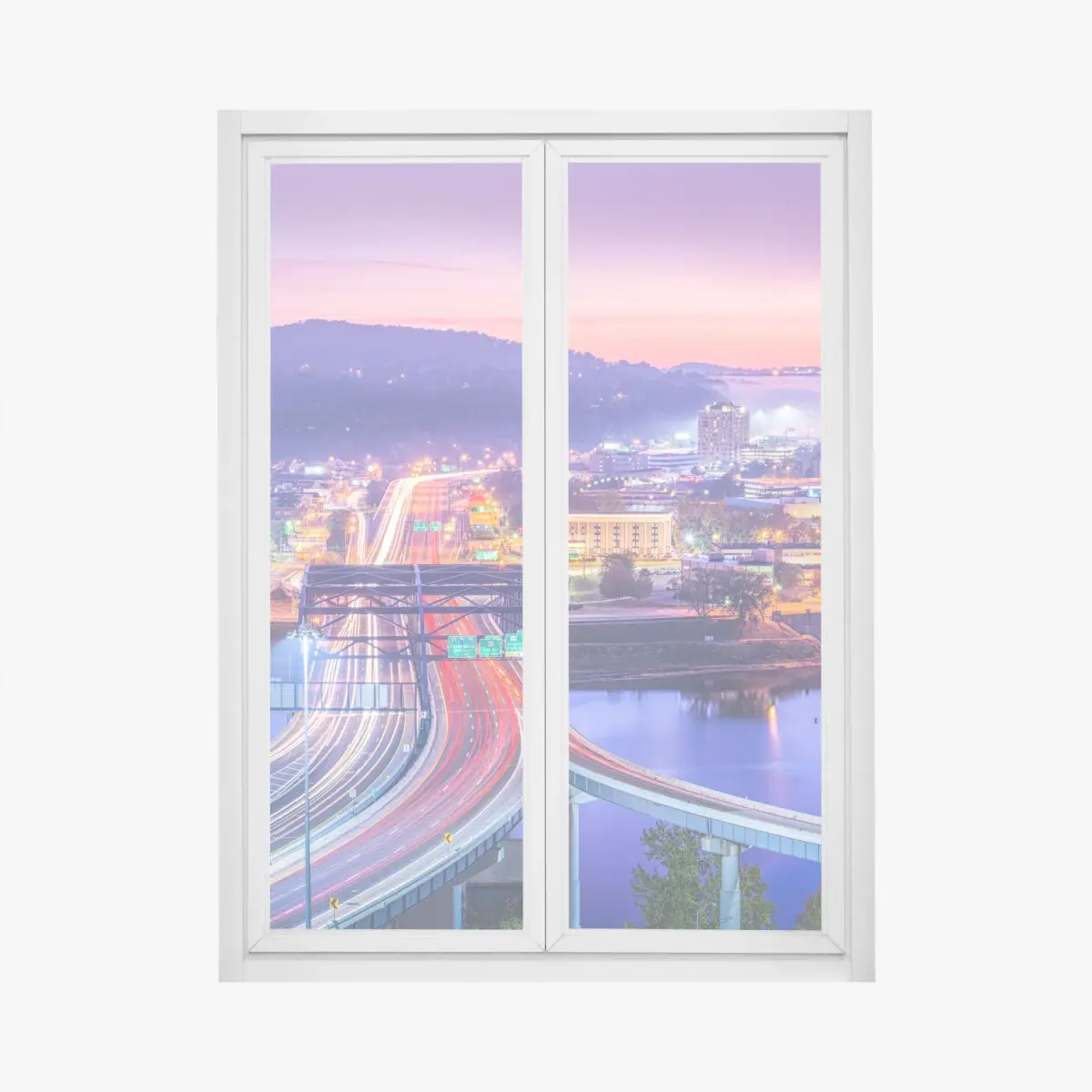 Fensteraufkleber Charleston skyline bei dämmerung – Pixers®