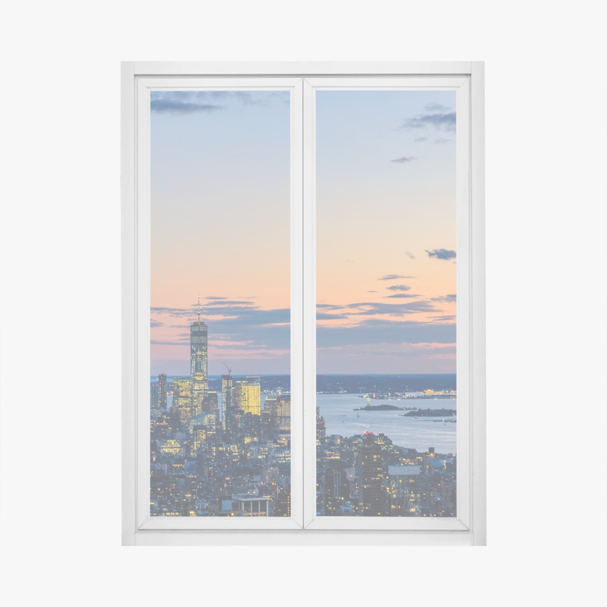 Fensteraufkleber New York skyline bei dämmerung – Pixers®