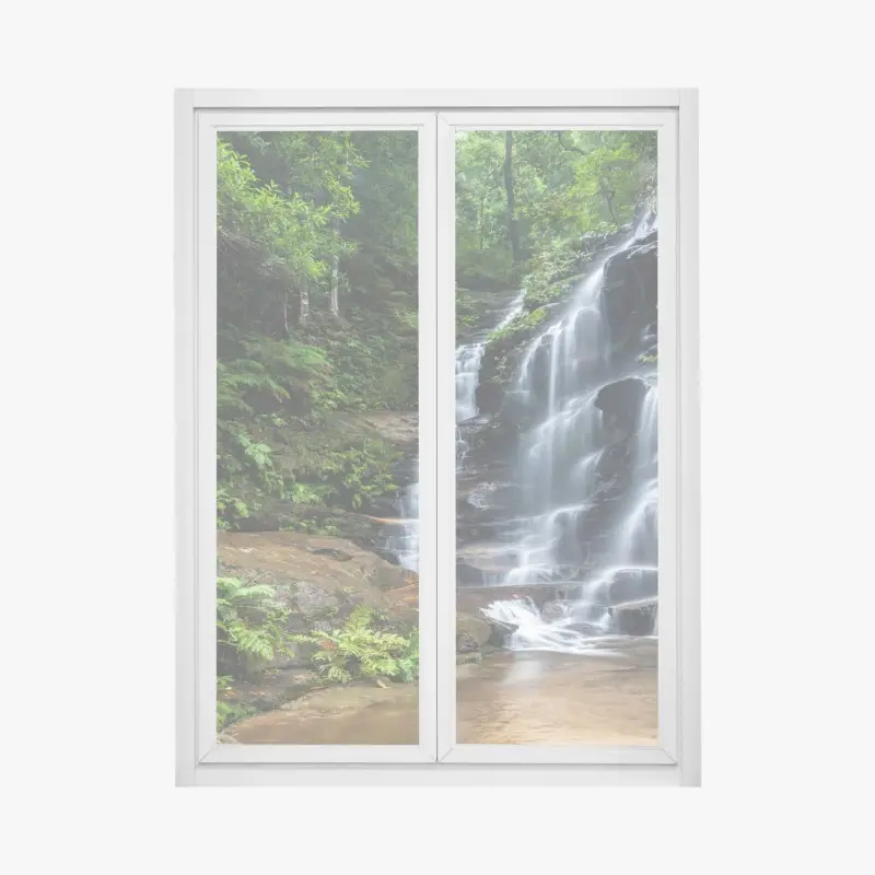 Fensteraufkleber ruhiger wasserfall im wald