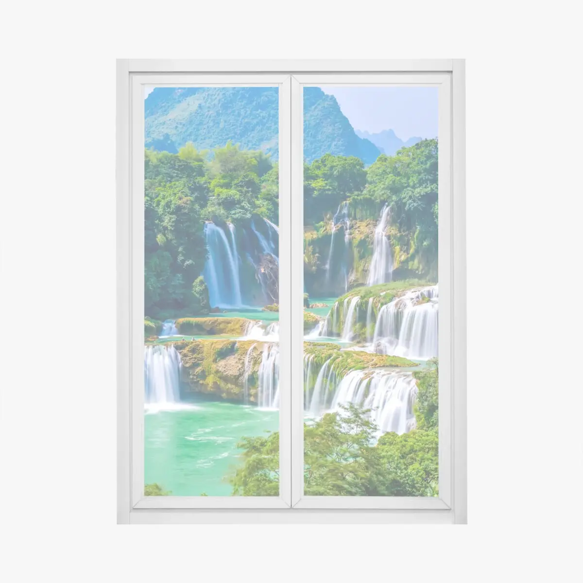 Fensteraufkleber smaragdgrüne kaskaden – Pixers®
