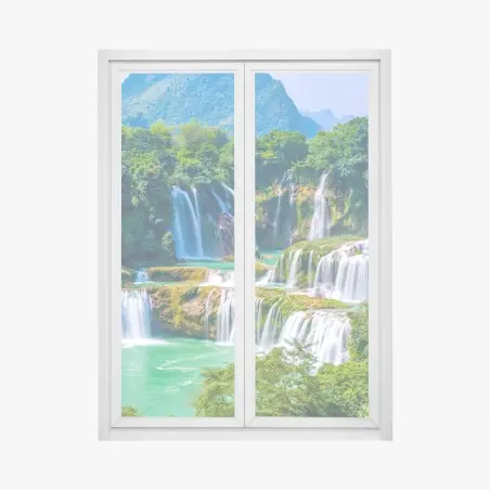 Fensteraufkleber smaragdgrüne kaskaden – Pixers®