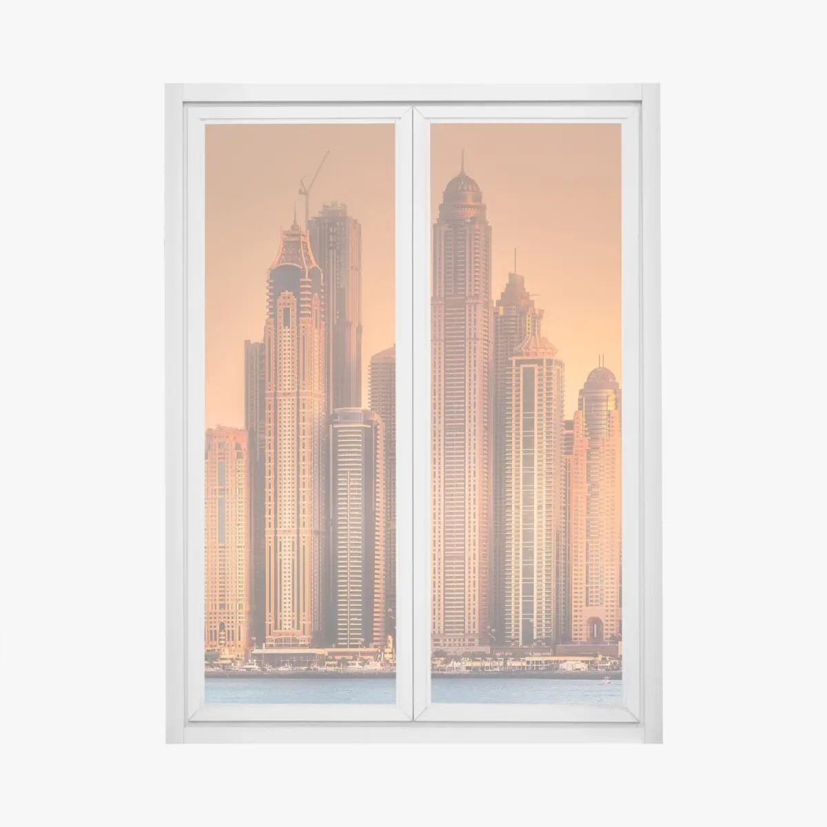Fensteraufkleber Dubai skyline im goldenen licht – Pixers®