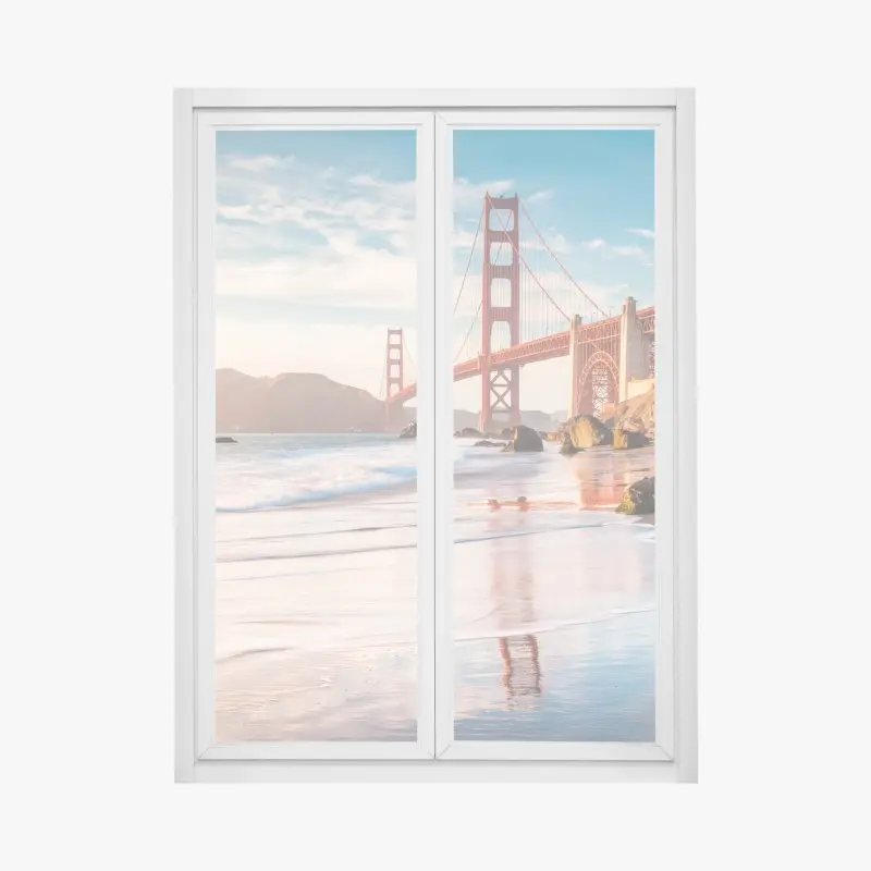 Fensteraufkleber San Francisco Golden Gate Bridge bei sonnenuntergang
