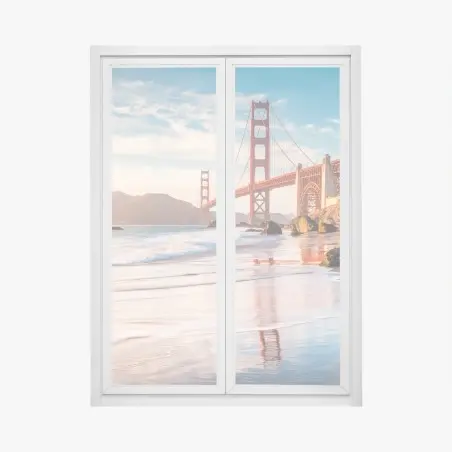 Fensteraufkleber San Francisco Golden Gate Bridge bei sonnenuntergang – Pixers®