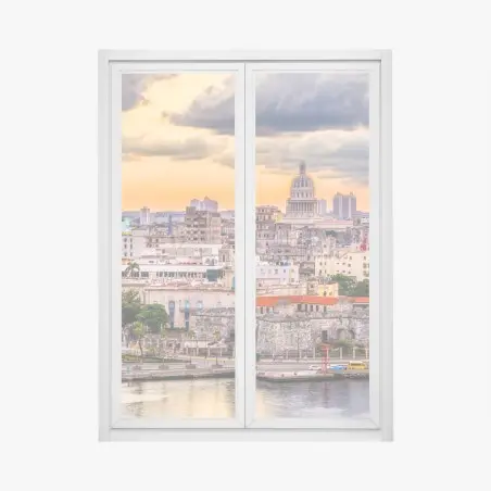 Fensteraufkleber Havanna skyline bei sonnenuntergang – Pixers®