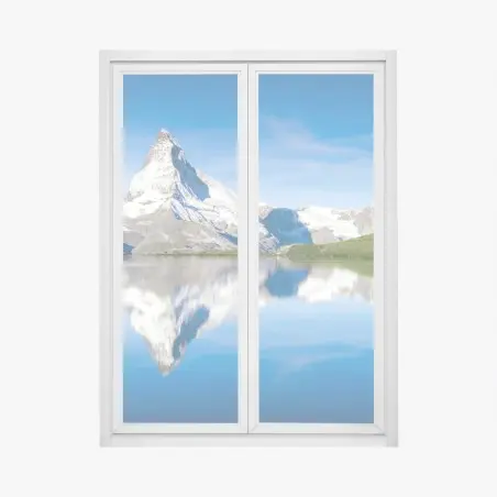 Fensteraufkleber majestätische bergspiegelung über alpensee – Pixers®