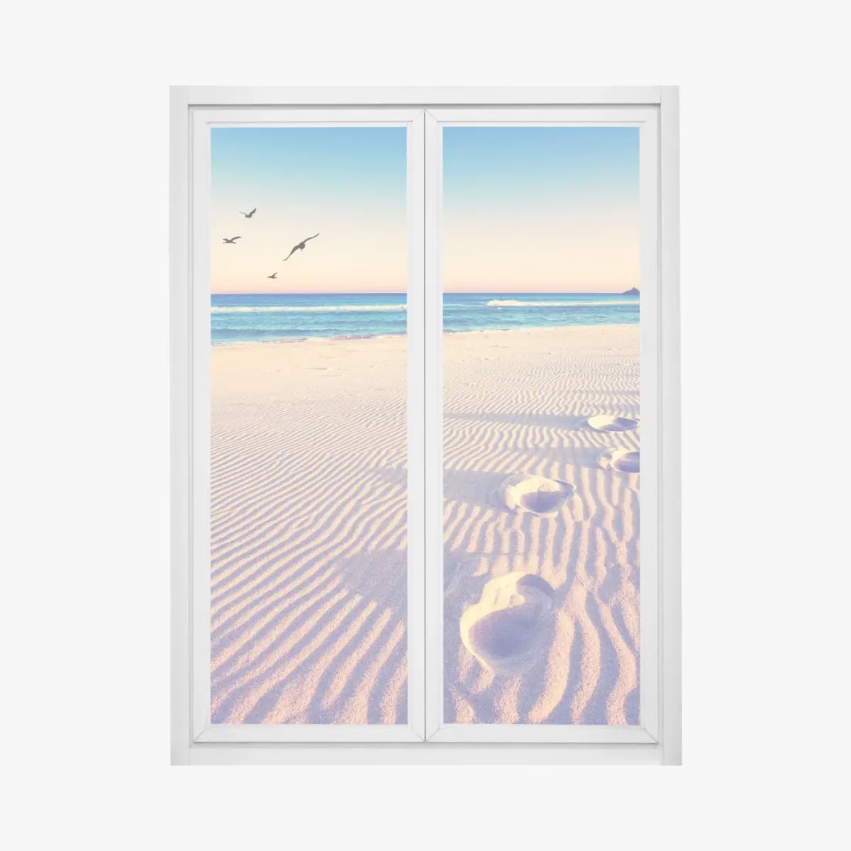 Fensteraufkleber magische fußspuren am sommerstrand – Pixers®