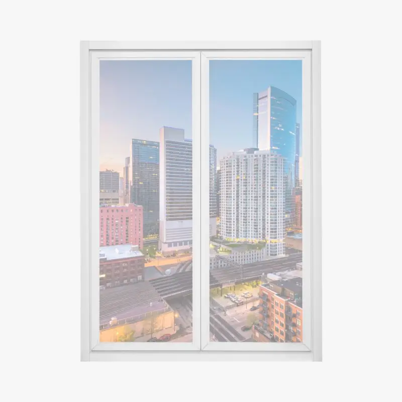 Fensteraufkleber Chicago skyline bei dämmerung