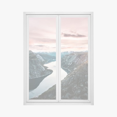 Fensteraufkleber ruhiger fjord bei sonnenuntergang – Pixers®