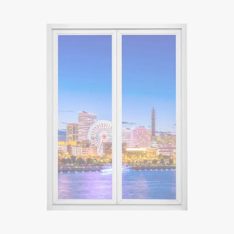Fensteraufkleber Yokohama skyline bei dämmerung