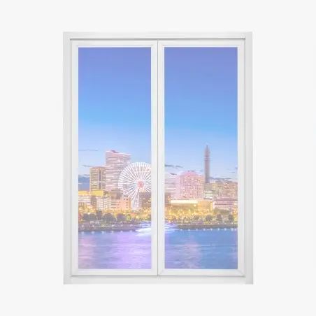 Fensteraufkleber Yokohama skyline bei dämmerung – Pixers®