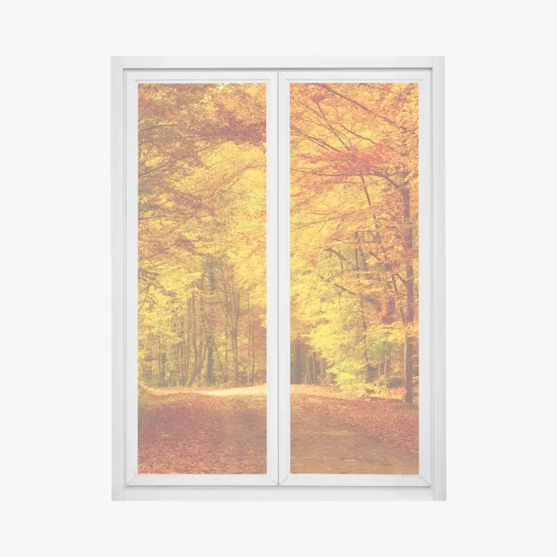 Fensteraufkleber goldener herbstwaldweg