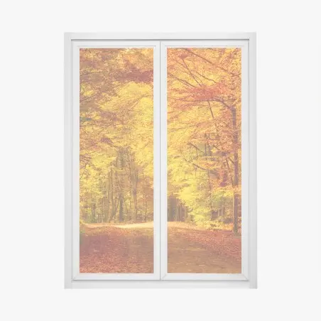Fensteraufkleber goldener herbstwaldweg – Pixers®