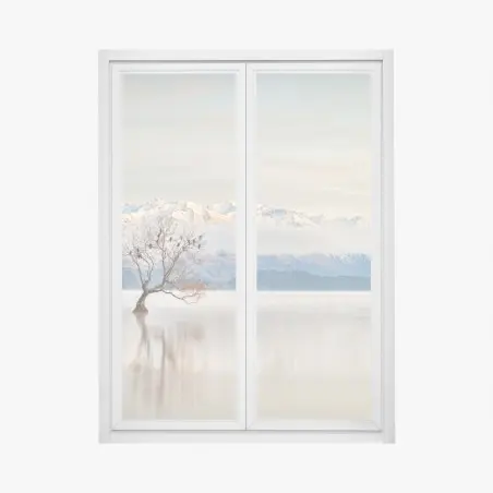 Fensteraufkleber einsamer baum am see Wanaka – Pixers®