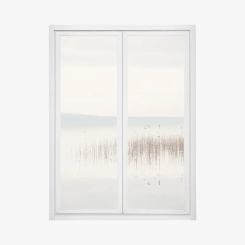 Fensteraufkleber ruhige schilfzone am see