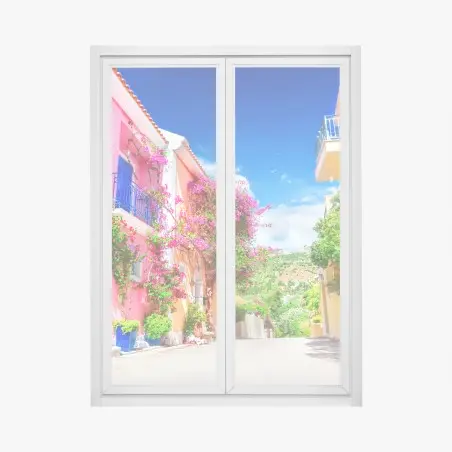 Fensteraufkleber bunte gasse auf Kefalonia – Pixers®
