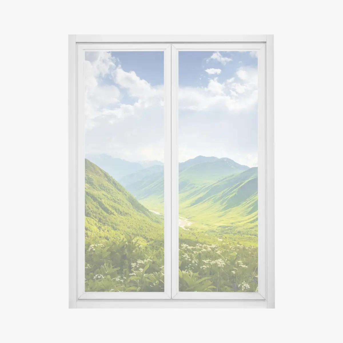 Fensteraufkleber üppiges grünes tal – Pixers®