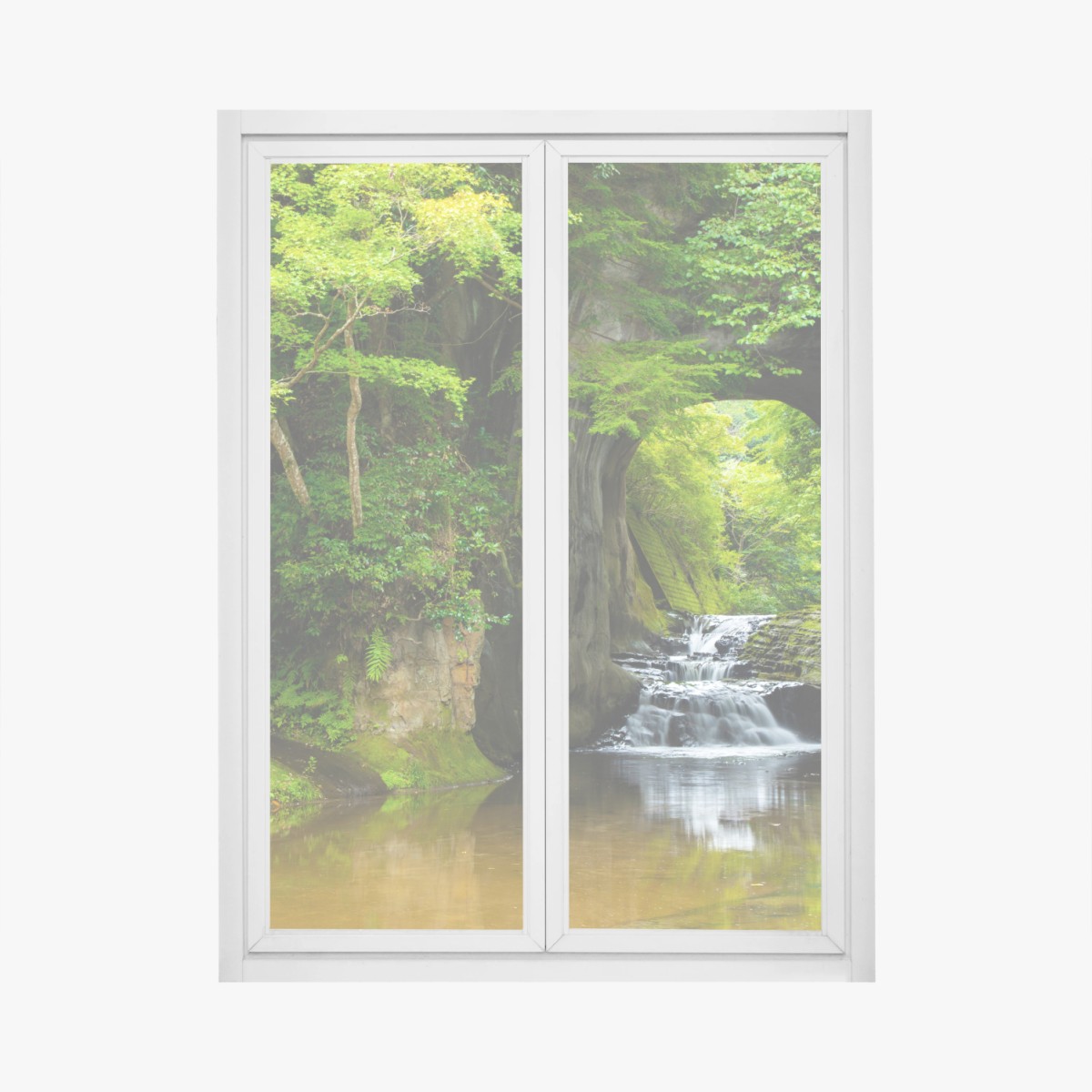 Fensteraufkleber geheimer wasserfall im felsbogen – Pixers®