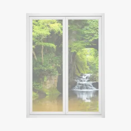 Fensteraufkleber geheimer wasserfall im felsbogen – Pixers®