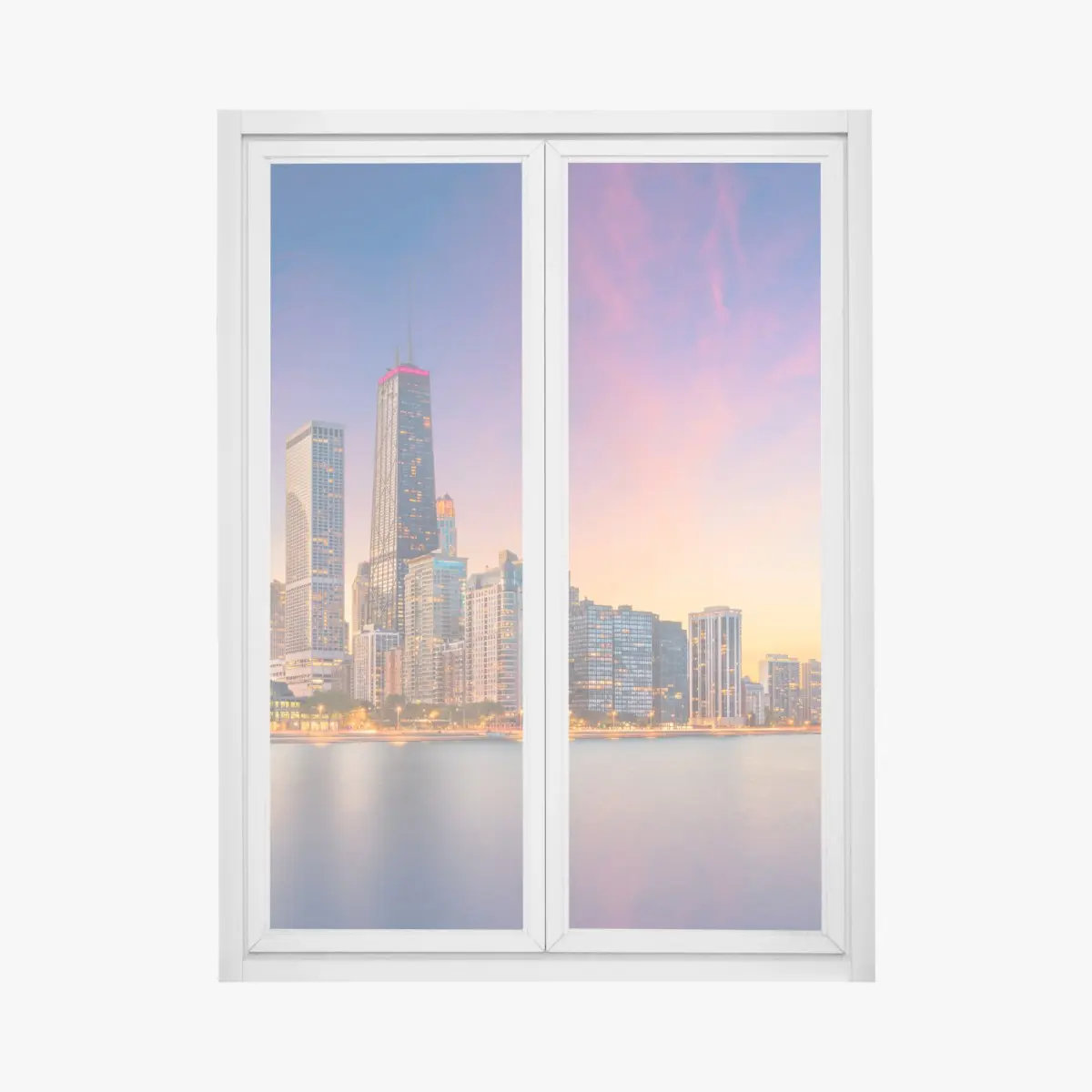 Fensteraufkleber Chicago skyline bei dämmerung – Pixers®