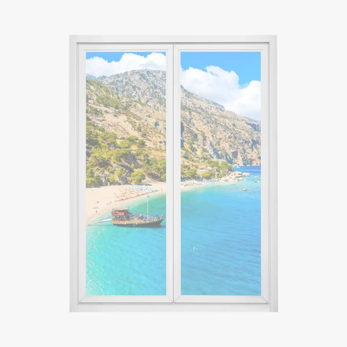 Fensteraufkleber segelboot am Apella strand, Karpathos – Pixers®