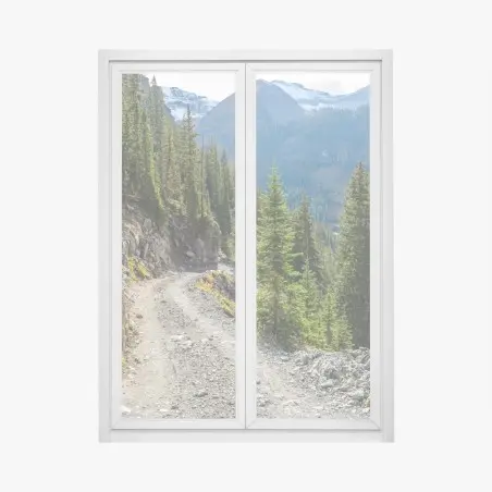 Fensteraufkleber bergpfad durch alpinen wald – Pixers®