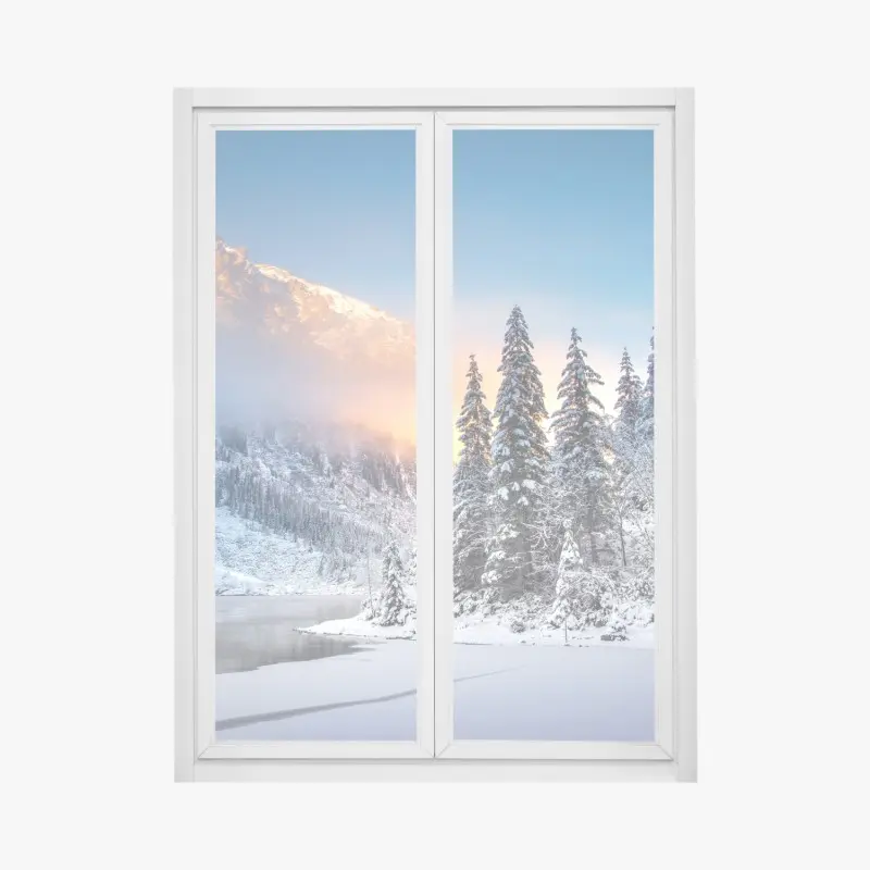 Fensteraufkleber winterlicher sonnenaufgang am Morskie Oko