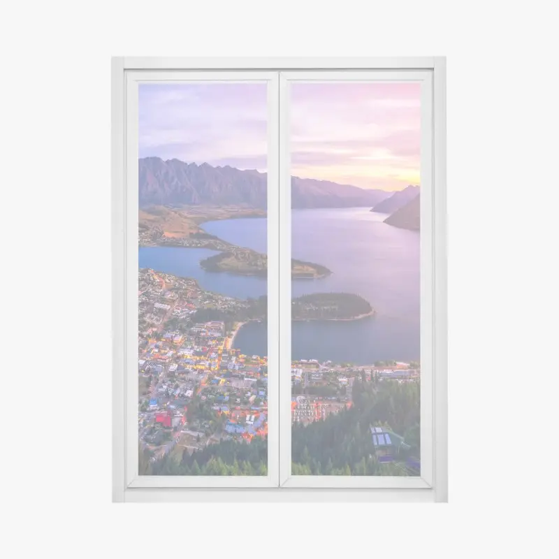 Fensteraufkleber Queenstown panorama bei dämmerung