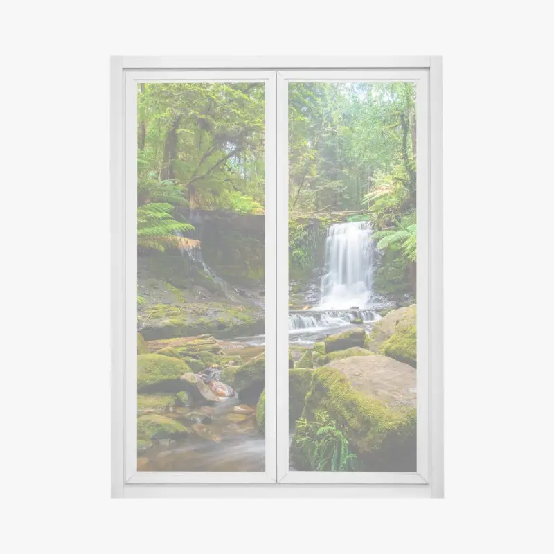 Fensteraufkleber üppiger waldwasserfall