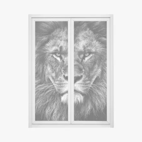 Fensteraufkleber majestätisches löwenportrait in monochrom – Pixers®