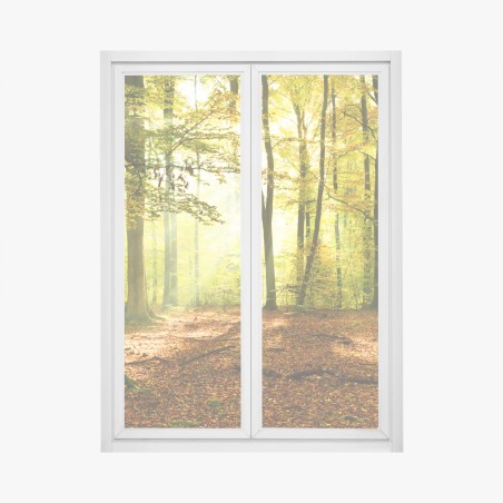 Fensteraufkleber goldener herbstwald am morgen – Pixers®