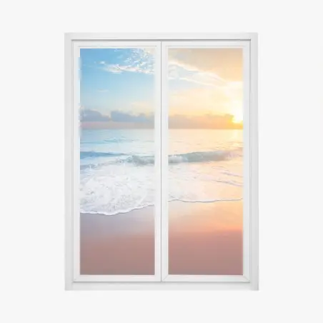 Fensteraufkleber ruhiger sonnenuntergang über dem meer – Pixers®